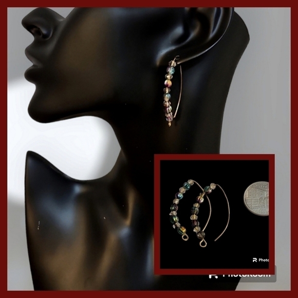 3/$20 HANDMADE Czech Glass Beaded Hoop Earrings - Picture 1 of 5